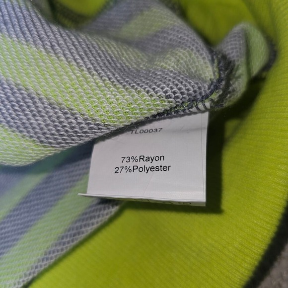 Anrabess Striped Lime Green and Grey Knit Henley Sweatshirt Size S - Picture 5 of 6